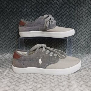 Polo Ralph Lauren Kids Sneakers Gray Canvas Lace Up Size 3 US Youth